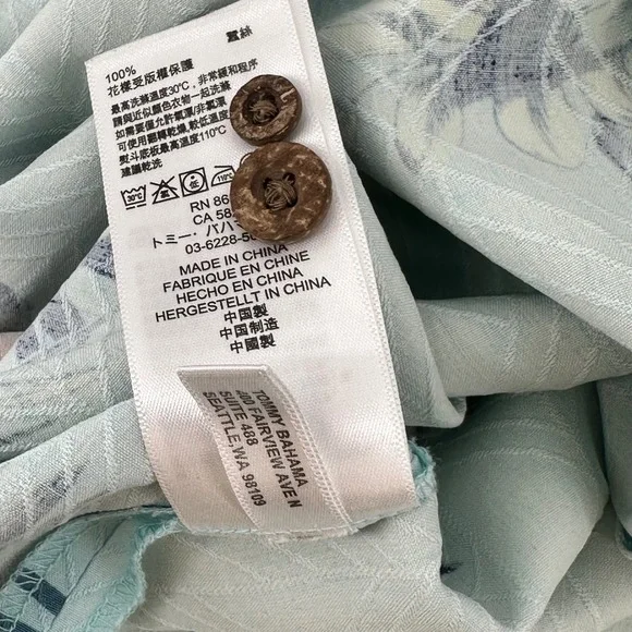 Tommy Bahama Mens 2XLB Silk Camp Shirt Tropical Floral Blue TB93 Big & Tall - Picture 10 of 13